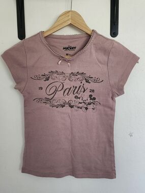 Disney Mickey & Friends Pale Pink Graphic Tee with Bow Trim